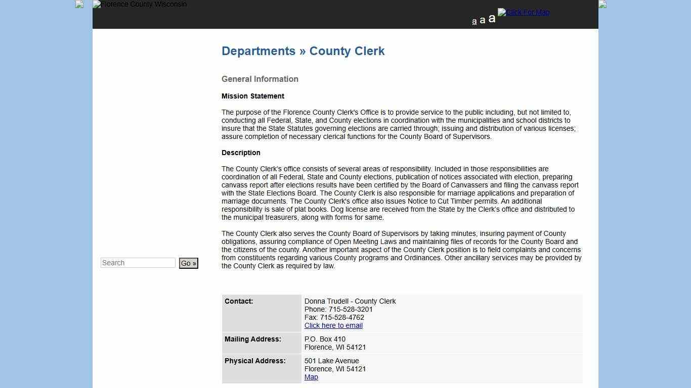 Florence County Government Departments » County Clerk